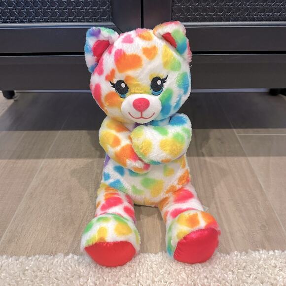 Build A Bear Rainbow Hearts Kitty Cat Lisa Frank Inspired Tie-Dye Stuffed Plush - Picture 2 of 8